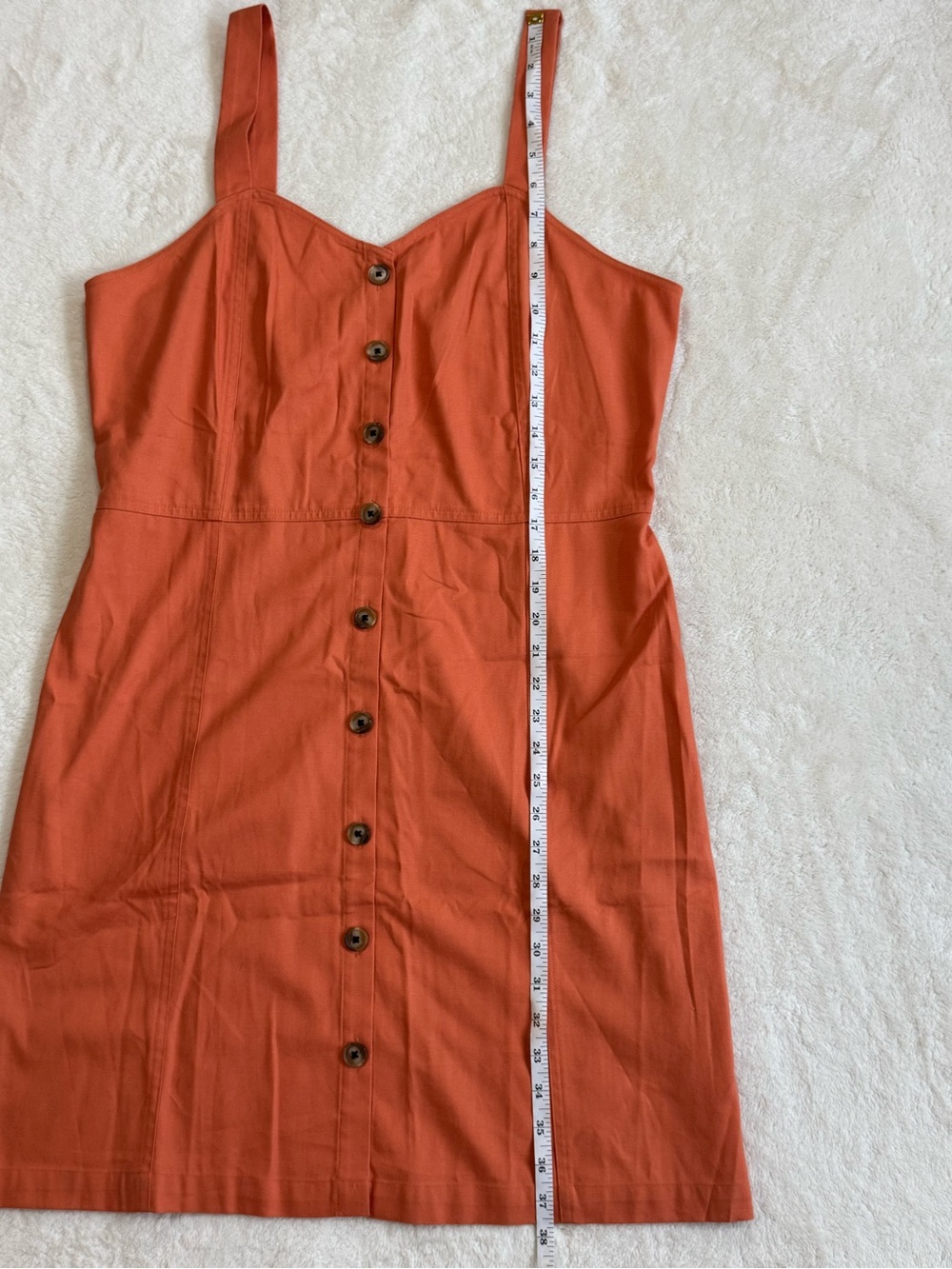 LOFT Outlet NWT Rust Orange Button Front A-Line Dress Size 12 - Picture 3 of 7